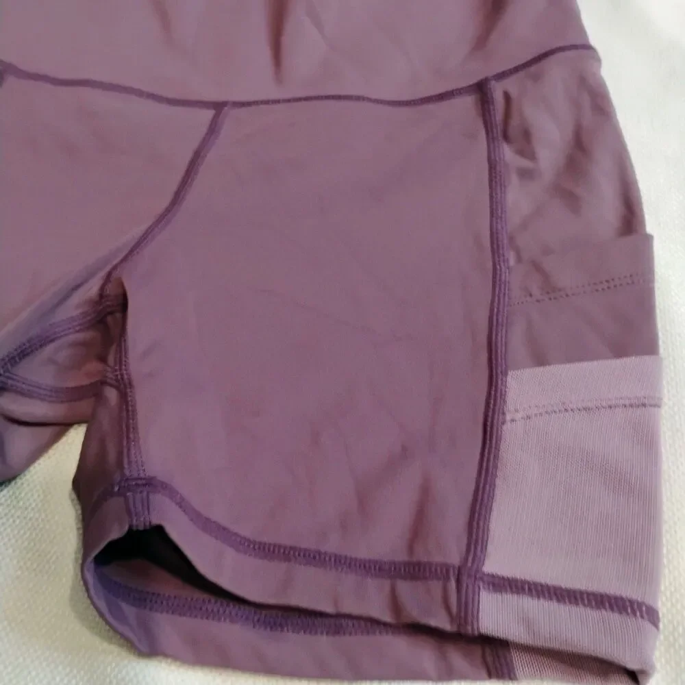 Seamaid Women’s Yoga Bike Shorts Small Purple 4" Inseam High Waist 4 Pockets - Picture 4 of 12